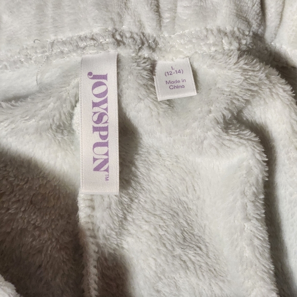 Women's Sz L Joyspun Hooded White Plush Pajama Set "Hot Cocoa & Fuzzy Socks" - Picture 10 of 12